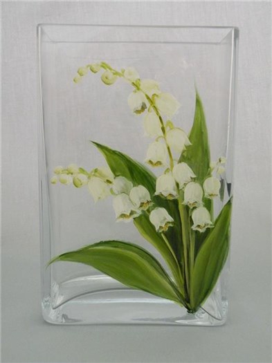 vaza stiklinė, vazos gėlėms, vaza su piešiniu