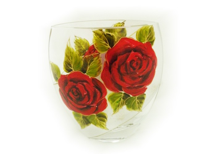 vazos stiklinės, vazos gėlėms, vaza su piešiniu